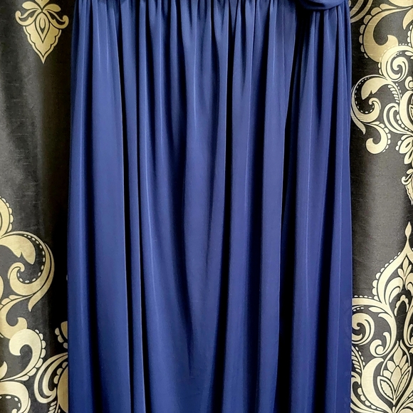 Crisscross Off the Shoulder Mesh Bridesmaid Marine - Picture 3 of 7